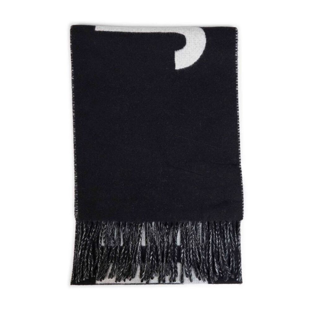 Jacquemus Men Black Wool The Jacquemus Fringe Logo Scarf